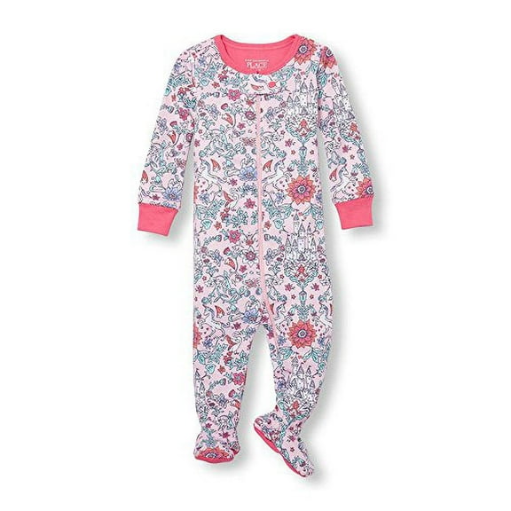 Girl's Toddler Unicorn and Magical Castle Cotton Footed Pajama Sleeper (Size 4T)
