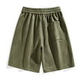thumbnail image 3 of Lovskoo Athletic Shorts for Men Summer Leisure Sports Elastic Waist Solid Color Drawstring Pocket Shorts Olive Green, 3 of 4
