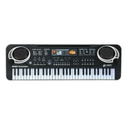 61 Keys Black Digital Music Electronic Keyboard KeyBoard Electric Piano Kids Gift Musical Instrument w/Power Supply /Microphone, Black