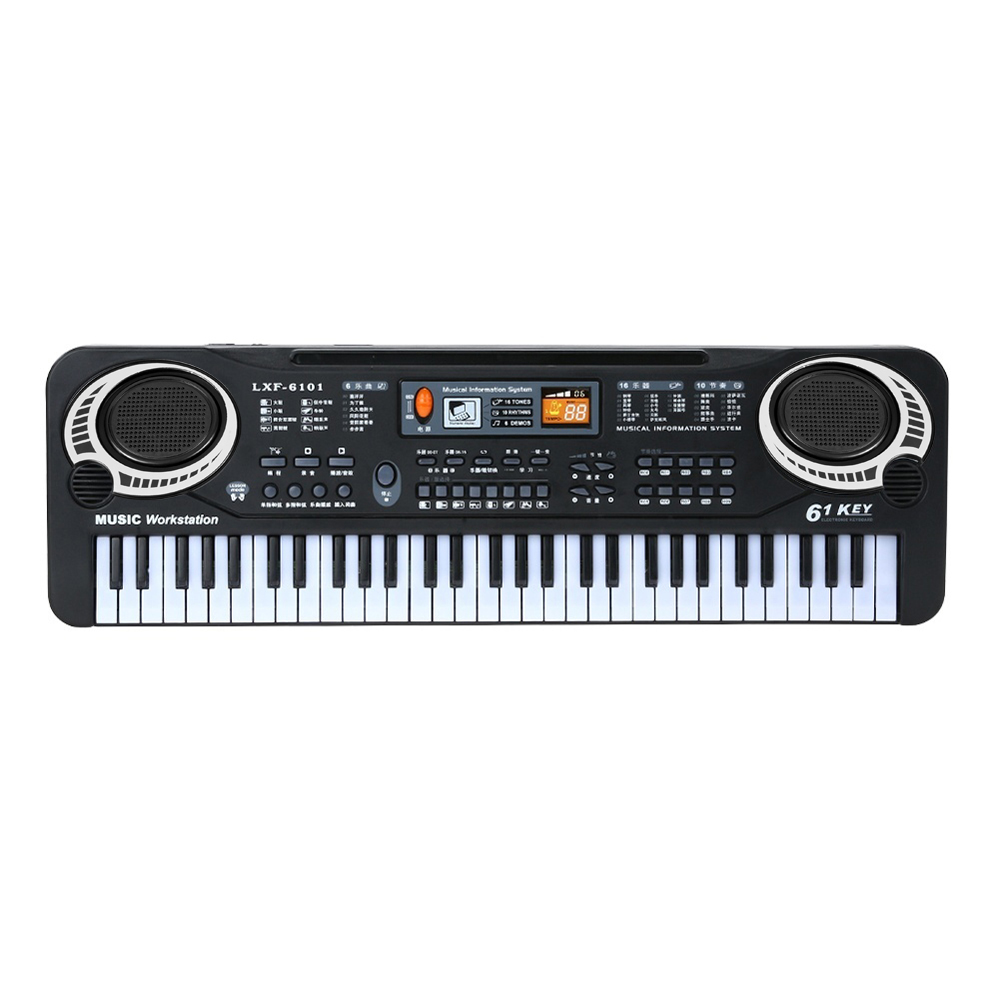 61 Keys Black Digital Music Electronic Keyboard KeyBoard Electric Piano Kids Gift Musical Instrument w/Power Supply /Microphone, Black - image 1 of 6