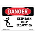 thumbnail image 1 of SignMission OS-DS-A-1218-L-1380 12 x 18 in. OSHA Danger Sign - Keep Back Deep Excavation, 1 of 1