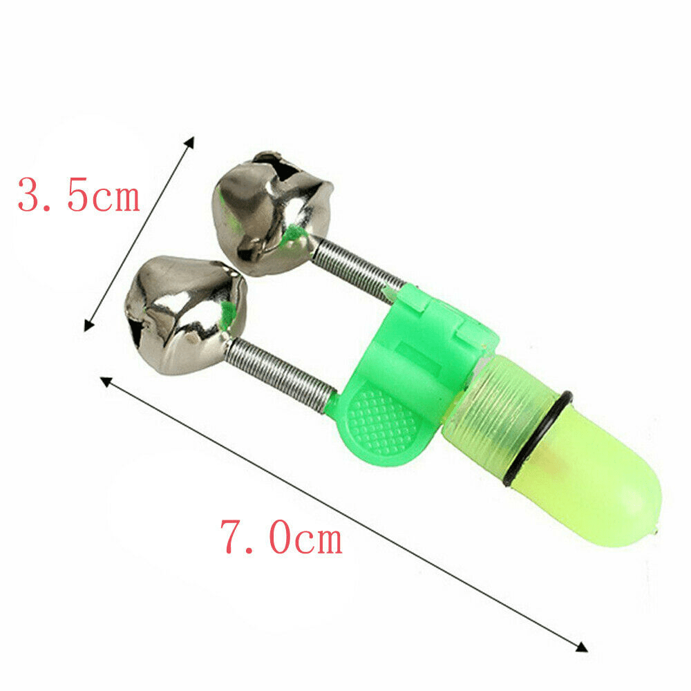 10 PCS LED Night Fishing Bite Bait Alarm 2 Bells Light Rod Tip Clip Alert Ring