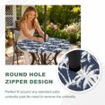 thumbnail image 4 of Round Outdoor Tablecloth with Umbrella Hole and Zipper, Navy Blue Palm Tree Summer Tablecloth with Elastic Waterproof, Beach Tropical Coastal Patio Table Covers for 55" - 60" Picnic Pool Tables, 4 of 9