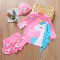 thumbnail image 2 of Toddler Baby Girl Long Sleeve Swimsuits UPF 50+ Two Piece Rash Guard Set with Hat, 2 of 9