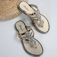 thumbnail image 7 of Huowey Women Thong Flip Flops Glitter Rhinestone Floral Flat Slide Sandals Non Soft Sole Summer Beach Casual Walking Footwear For Ladies Holiday Outdoor Sandals,Gold,6.5, 7 of 7