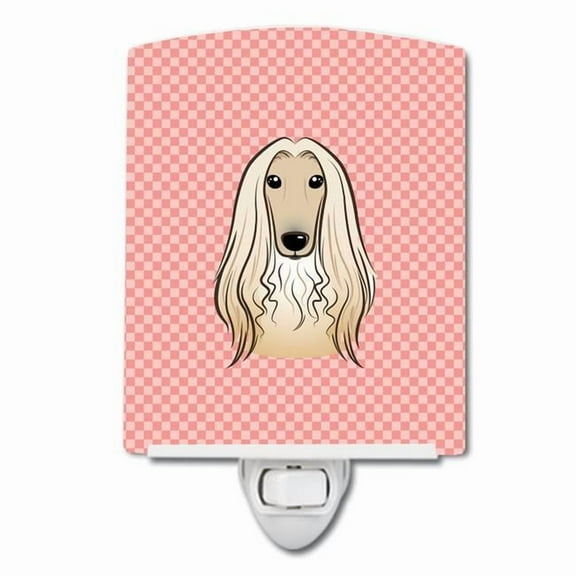 Caroline's Treasures BB1244CNL Checkerboard Pink Afghan Hound Ceramic Night Light, 6x4x3", multicolor