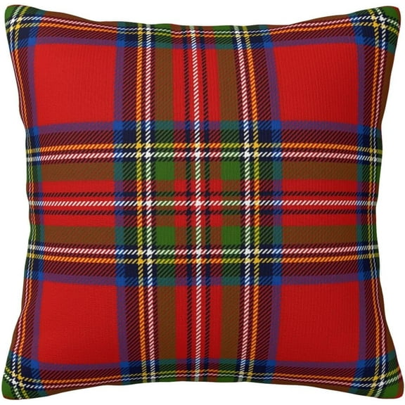 Scottish Plaid Royal STU Funny Throw Pillow Covers 18x18in Soft Home Plush Pillowcases