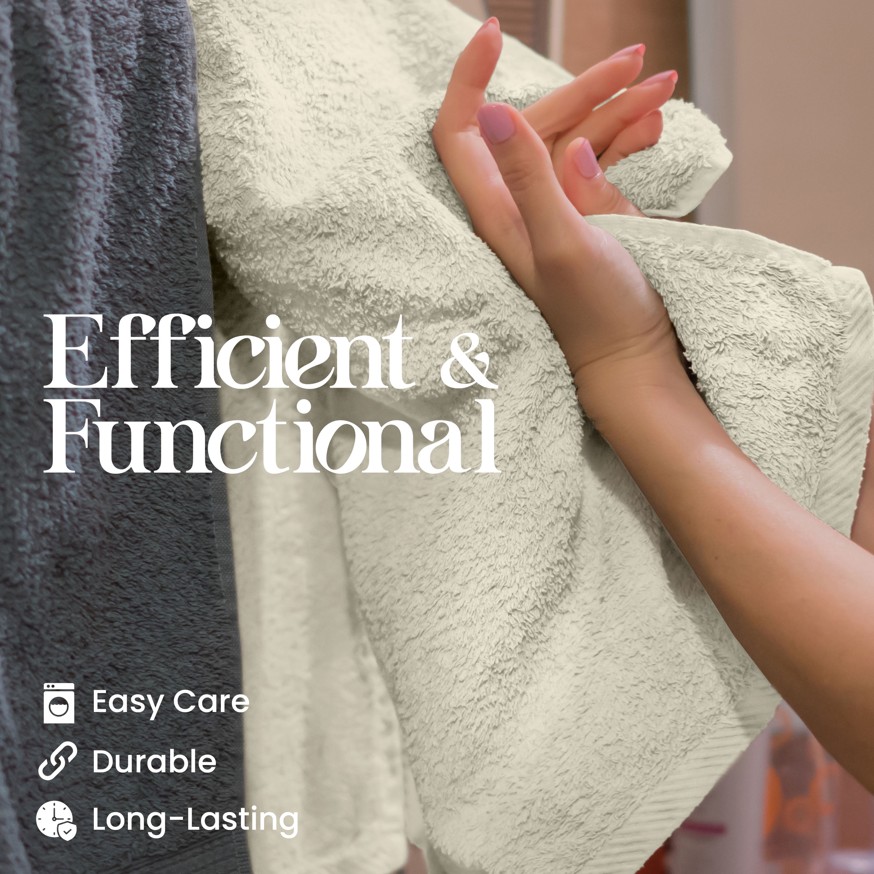 Utica 6-Piece Towel Set | 100% Cotton Soft & Absorbent Everyday Towels | Ivory