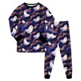 thumbnail image 4 of Vdoaml Kids Halloween Print Pajama Little Girls Long Sleeve Top Pants Two Piece Set Children Sleepwear Nightwear 7-8 Years Blue, 4 of 4
