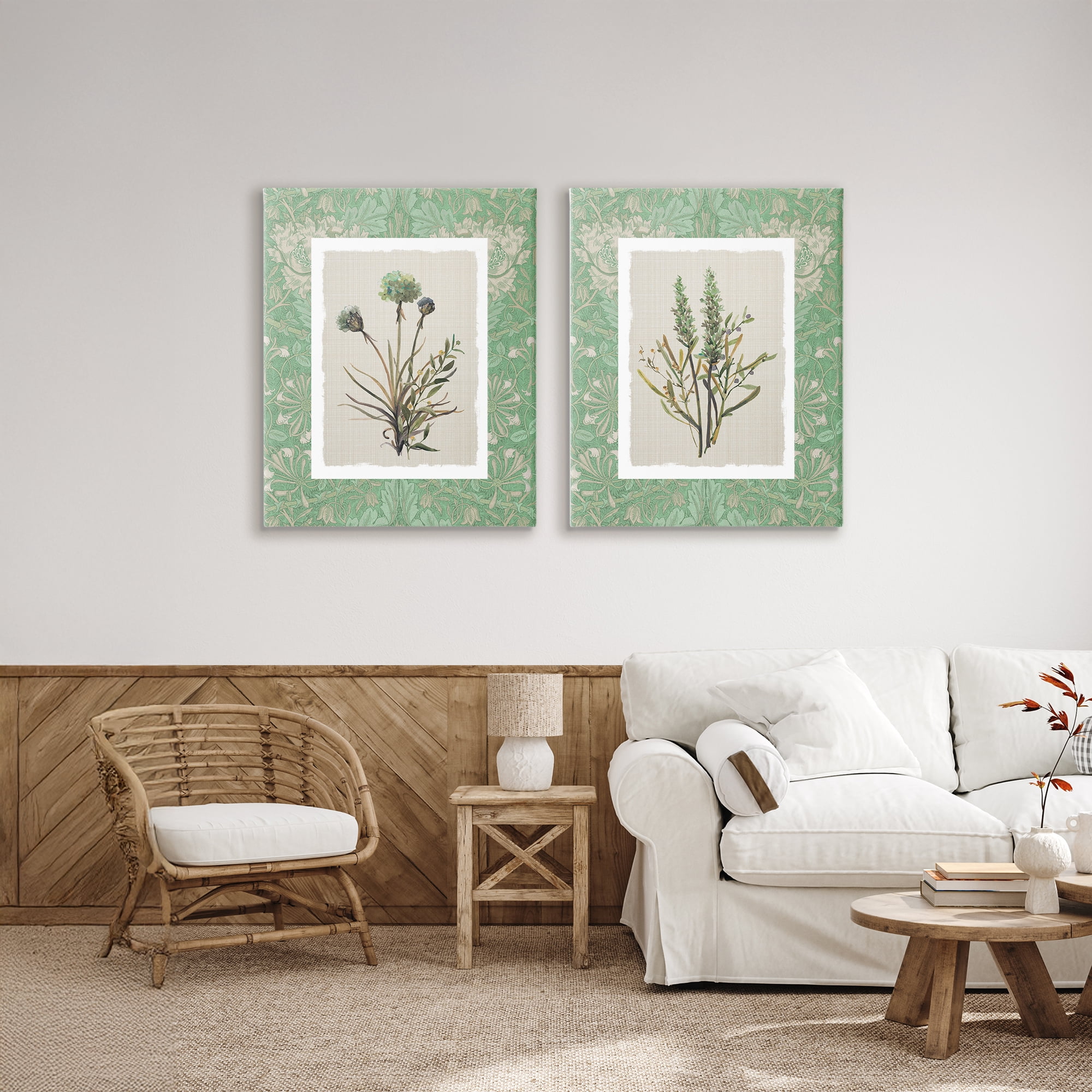 Stupell Industries Green Tone Herbal Blooms 2 Piece Canvas Wall Art Set, design by Carol Robinson