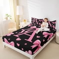 thumbnail image 3 of Erosebridal Letter A Monogrammed Queen Sheet Sets,Pink Ribbon Bow Girls Bed Set For Kids 4pcs, 3 of 6