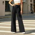 thumbnail image 2 of Summer Pants for Women Wide Pants Women Side Stripe Zip Pocket Track Ladies Slim Pant Jean Casual Suits Lined for High Waist Beaded Flare High Waist Black 2XL, 2 of 5