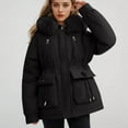 thumbnail image 5 of Womens 2024 Winter Fuzzy Fleece Jacket Hooded Color Block Patchwork Cardigan Coats Outerwear with Pockets, 5 of 7