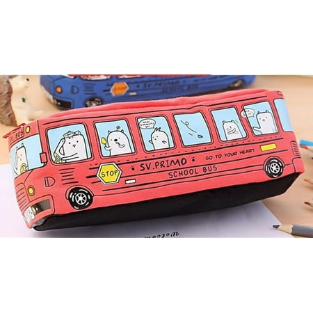 Wovilon Students Kids Cats School Bus Pencil Case Bag Office Stationery Bag Freeshipping Cute Pencil Case For Girls