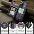 thumbnail image 5 of Mantto Case for Samsung Galaxy S21 Ultra with Card Holder, Retro PU Leather RFID Blocking Credit Card Slots Double Magnetic Clasp Flip Kickstand Shockproof Phone Cover for Galaxy S21 Ultra,Purple, 5 of 9