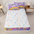 thumbnail image 4 of Metsweet Cartoon Unicorn Zipper Full Size Comforter Sets with Fitted Sheet and 2 Pillowcases, Colorful Flower Rainbow Zipper Bedding Set,4pcs, 4 of 6