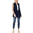 thumbnail image 4 of Women's Sleeveless Long Body Open Draped Front Solid Cardigan Vest S-3XL, 4 of 4