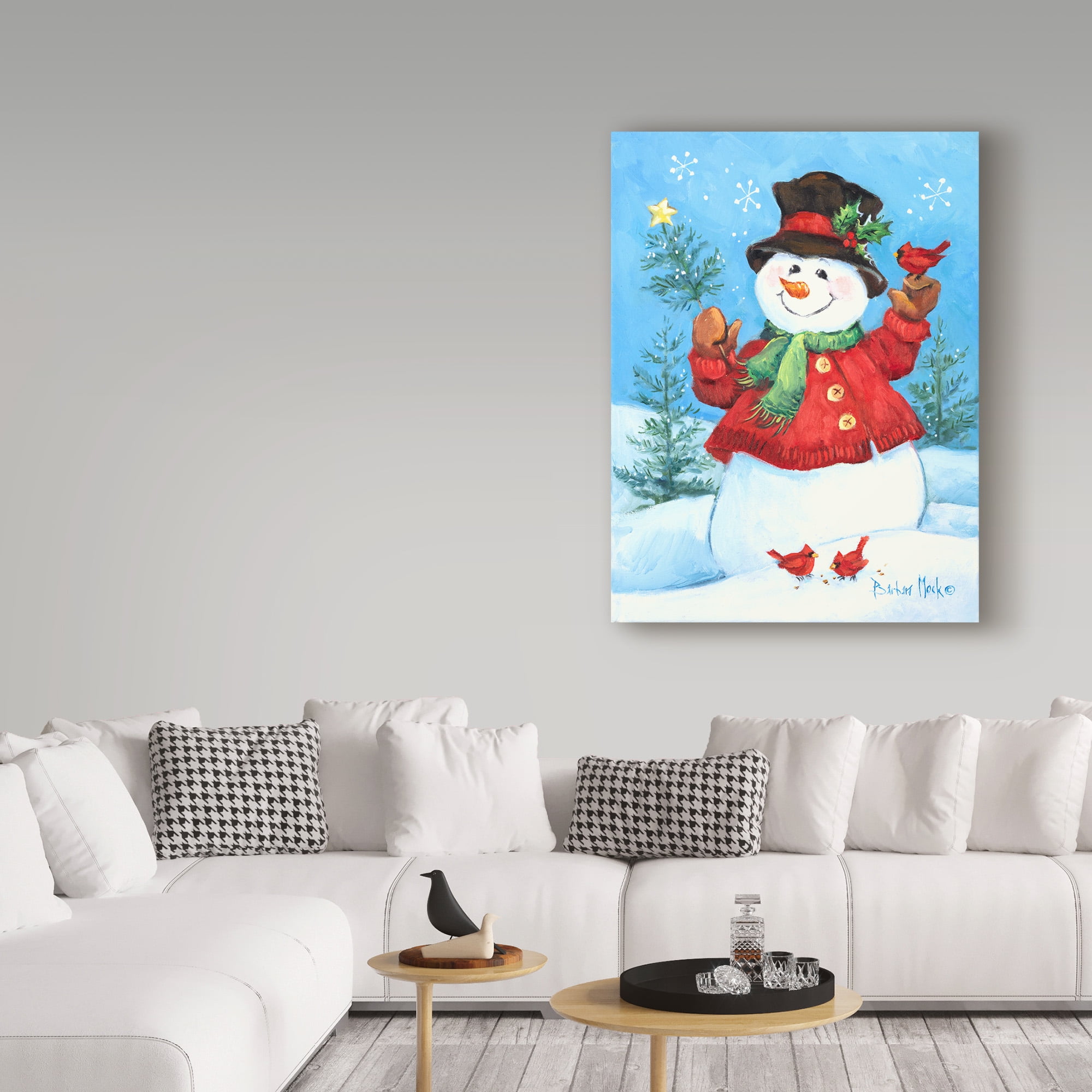 Trademark Fine Art ' Red Coat Snowman' Canvas Art by Barbara Mock