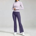 thumbnail image 6 of DYTTDG Women's Solid-Color 2-Piece Tracksuit Set | Full-Zip Long-Sleeve Stand-Collar Sweatshirt & Elastic-Waist Flared Pants Outfit for Sports, Workout & Daily Casual Wear, 6 of 7