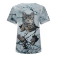 thumbnail image 5 of SMihono Hauts pour Femmes Été Chic Décontracté T-Shirts Col Rond Imprimé Animal Manches Courtes Blouse Oversize, 5 of 5