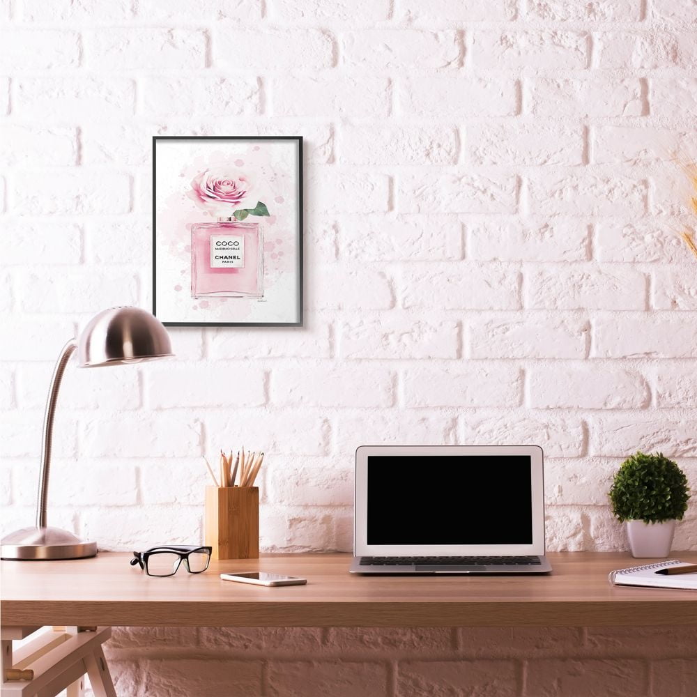 Stupell Industries Pink Flower Perfume Fashion Glam Design Framed Wall Art by Amanda Greenwood