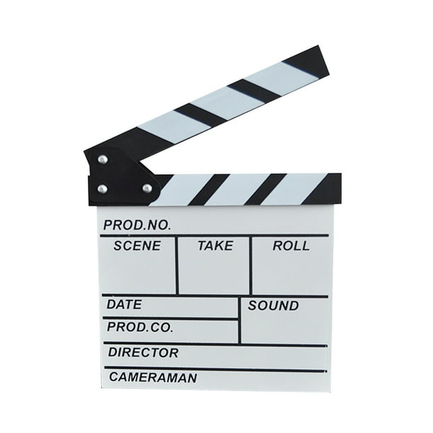 Cateissary Tabla de Clapboard de escenario de acción, de película de cine de madera, pizarra, L, negro Accesorios para fotos blanco S