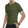 thumbnail image 2 of Aiyino Mens Classic Henley Style Seven Button Henley Closure, Men's Henley Short Sleeve Cotton Casual Shirt Summer Daily T-Shirts Fashion Basic, 2 of 7