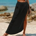 thumbnail image 2 of Beach Cover Ups For Women Cover Up Skirt Open Front Swimsuit Wrap Cover Ups Summer Beach Skirts With Slit For Women Black Summer Beach Cardigan One Size, 2 of 6