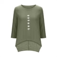 thumbnail image 7 of YuXingFu Cotton Tops for Women Crew Neck A-Line Split Hem 3/4 Sleeve for Casual Plus Size Blouses Dressy Army Green XXL, 7 of 7
