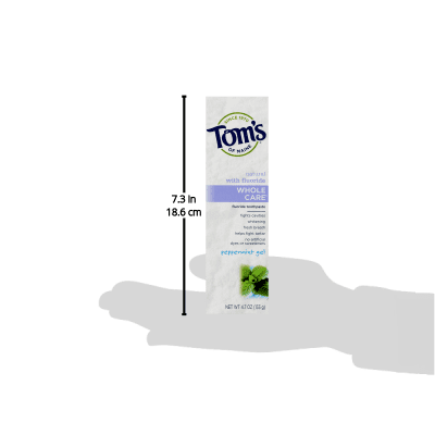 Tom's of Maine Whole Care Toothpaste with Fluoride Peppermint Gel, 4.7 OZ