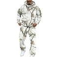 thumbnail image 3 of Nokdvo Mens Sweatsuit Camouflage Print Maple Leaf Sweatsuit with Kangaroo Pockets Long Sleeve Sets Outfits Outdoor Casual Sports Fashion Lounge Hooded Jogger Pants,White L, 3 of 5