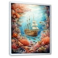 thumbnail image 2 of Designart "Pirate Ship As An Underwater Memory I" Coastal Coral Under Water Floater Framed Canvas Wall Art, 2 of 5