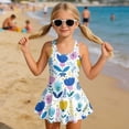 thumbnail image 3 of Xixirimido Abstract Floral Print Girls One-piece Swimsuits Sleeveless Swimwear with Skirt & Built-in Shorts Hawaiian Beach Vacation Modest Bathing Suit, 10-11 Years, 3 of 7