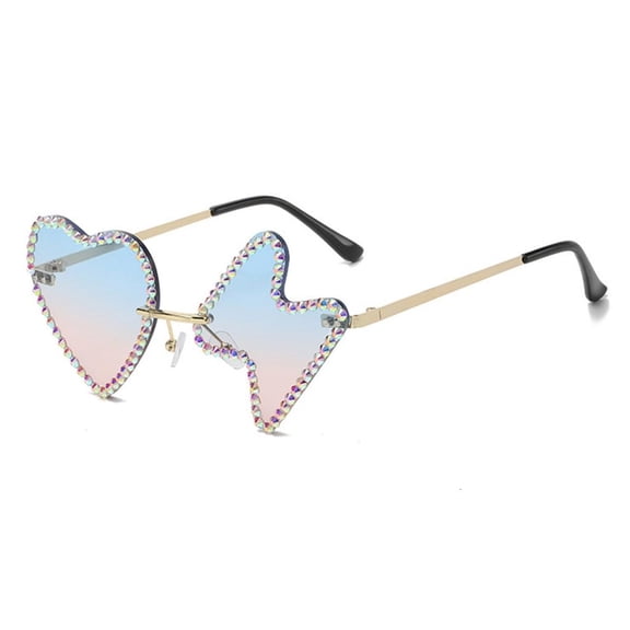 Ywmsfl Heart Shape Sunglasses Fashion Rhinestones Oversize Glasses for Womens Men Fun Eyewear Disco Eyeglass