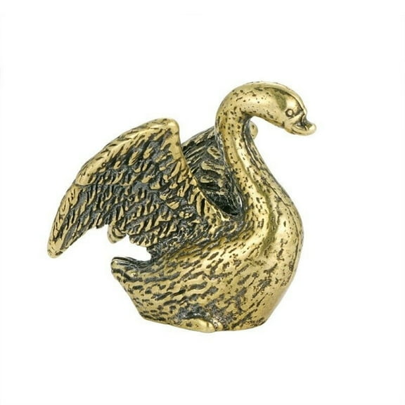 Brass Swan Figurine Solid Small Statue Animal Figurines Toys Desktop Decoration