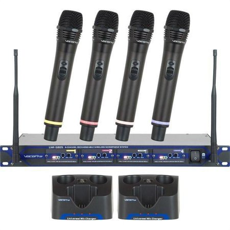 UPC: 0692868109003 | VocoPro UHF-5805 Professional Rechargeable 4-Channel UHF Wireless Microphone System