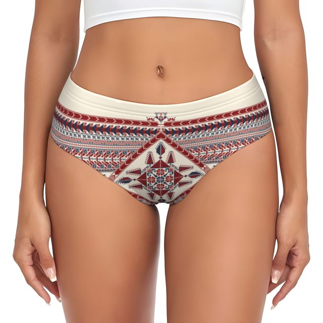 Fotbe Fashion Tatreez Calzones Estampados para Mujer – Ropa Interior de Algodón, Cómoda, Suave y Elástica-XX-Large