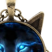 rygai Jewelry Retro Wolf Head Pendant Cabochon Long Chain Sweater Necklace-Bronze