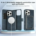 thumbnail image 2 of Allytechgroup 3 In 1 Magnetic iPhone 16 Pro Case with Detachable Wallet & Card Holder, Compatible with Mag-safe PU Leather Folio Cover RFID Protection Phone Case for Apple iPhone 16 Pro,Blue, 2 of 7