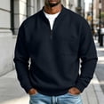 thumbnail image 2 of Zynoxe Sweatshirt for Men Comfort Waffle Knit Long Sleeve Pullover Top Fashion Half-Zip Henley Sweatshirt Versatile Solid Color Fall Sweatshirt with Chest Pocket & Elastic Cuffs Hem 3XL, 2 of 10