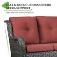 thumbnail image 3 of PARKWELL Patio Rattan Seat Sofa Cushioned Loveseat,Outdoor Wicker Furniture,Red, 3 of 6