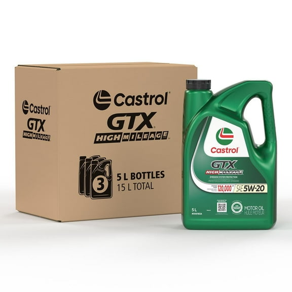 Huile Castrol GTX High Mileage 5W20 5 L - 3 bidons de 5 L