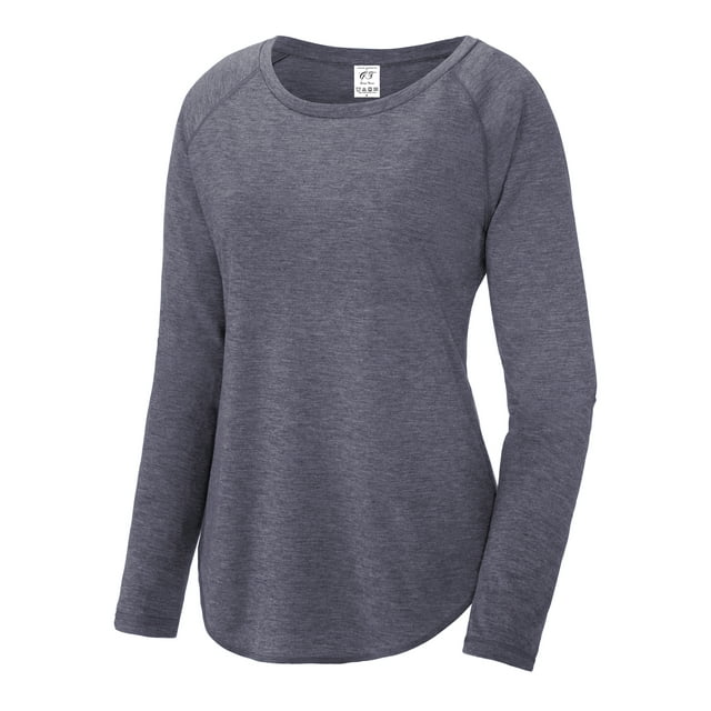 Gravity Threads Ladies Tri-Blend Moisture Wicking Performance Scoop Long Sleeve, True Navy XL