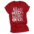 thumbnail image 1 of RKSTN Hauts pour Femmes Saint-Valentin Cœur d'Amour Lettres Imprimées Mode Blouse Confortable Hauts Tempérament Couleur Unie Col Rond Manches Courtes Hauts, 1 of 5