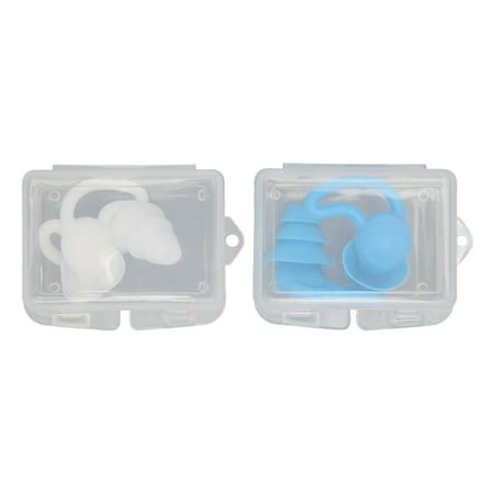 

2 Pair Silicone Noise Reduction Earplugs Reusable Washable Ear Plugs with 2 Storage Box for Sleeping Swimming