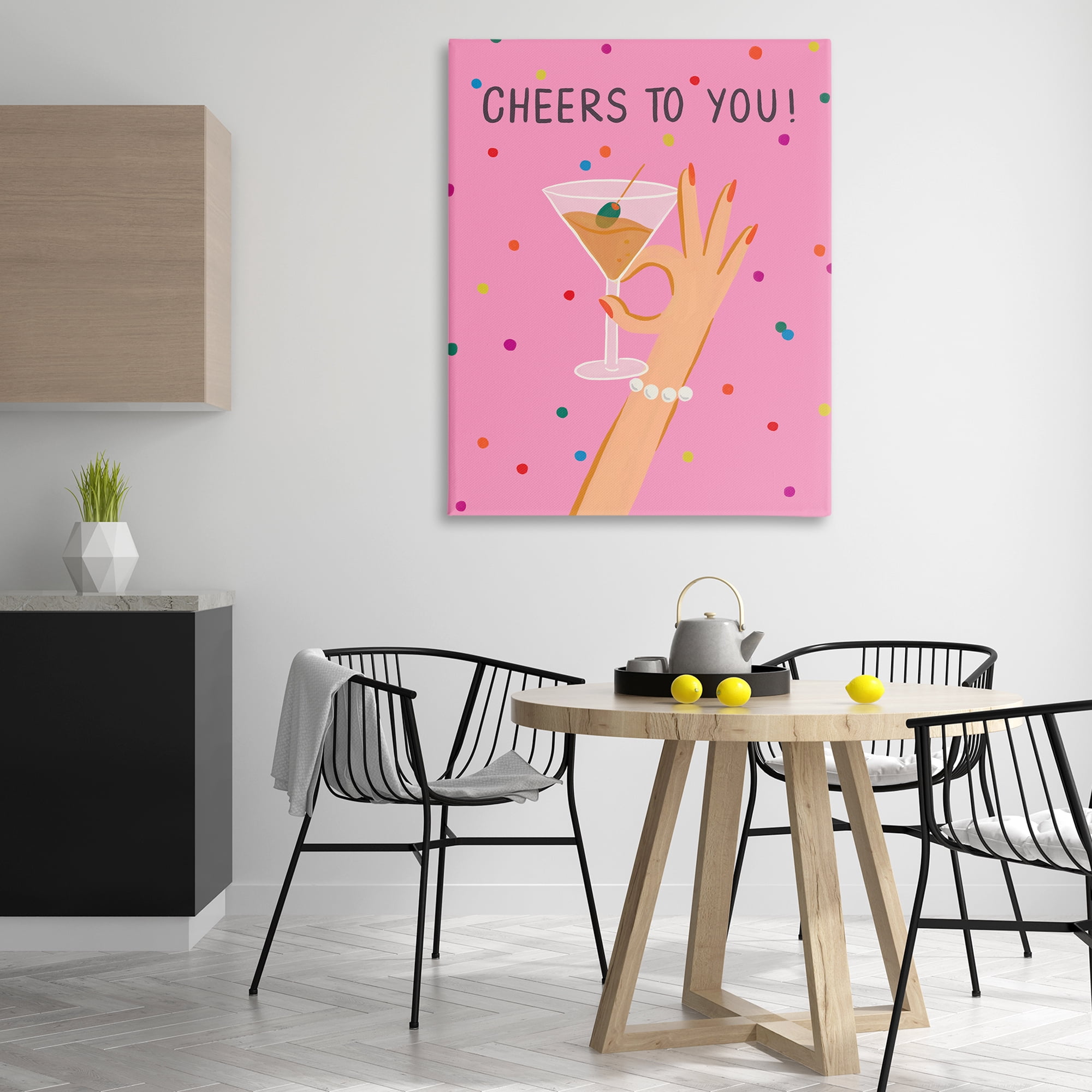 Stupell Industries Cheers To You Martini Food & Beverage Painting Wrapped Canvas Art Print Wall Art, 36 x 48