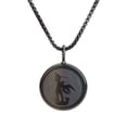 thumbnail image 1 of COAI Religious Jewelry Saint Michael Defeating Satan Obsidian Stone Pendant Necklace, 1 of 5