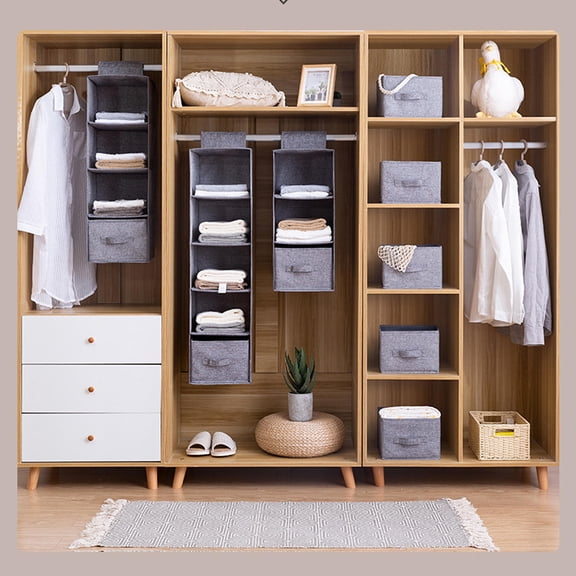 IMIKEYA Grey Cotton Linen Closet Organizer and Storage Shelves for Home