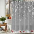 thumbnail image 3 of Shower Curtain, Red Gray Xmas Balls Waterproof Shower Curtain Set with Hooks for Bathroom Showers,Stalls and Bathtubs,72x72In Abstract Winter Snowflakes, 3 of 9