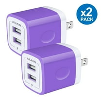 ABCPOW USB Wall Charger,USB Charger Block Adapter,2.1A/2PACK Dual Port Fast Charging Station Power Base Charger Block Plug for iPhone Wall Charger,Purple